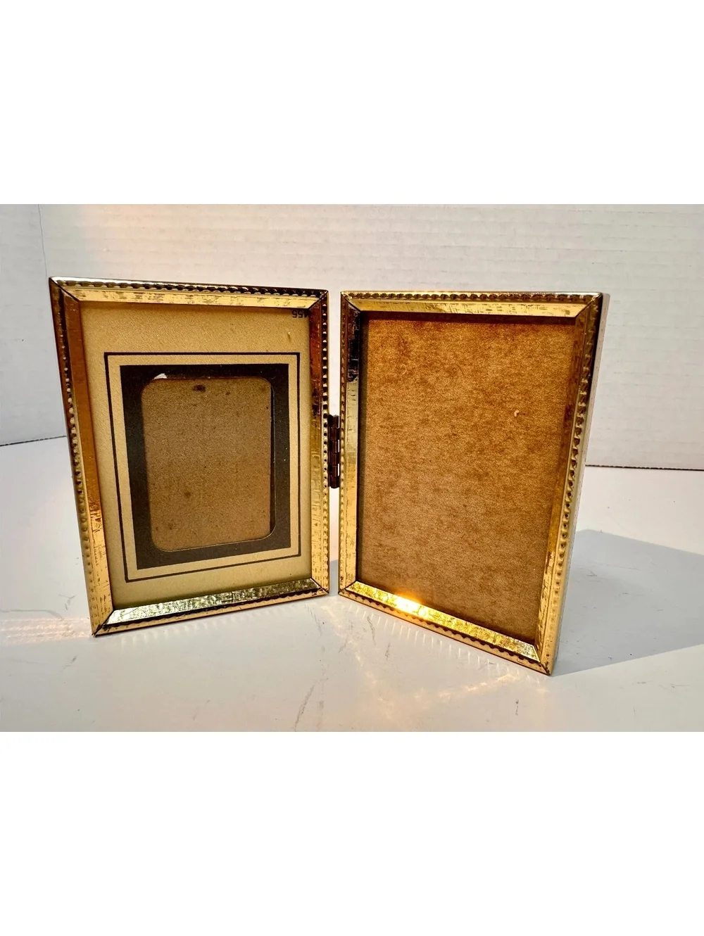 Vintage Gold-Tone Metal Bifold Hinged Photo Frame Small